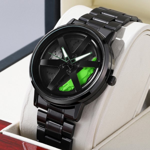 Men's Nightclub Eye Catching Sports Car Personality Trend Boys Student Luminous Watch Black Warrior Wheel Time To Turn The Tide Watch