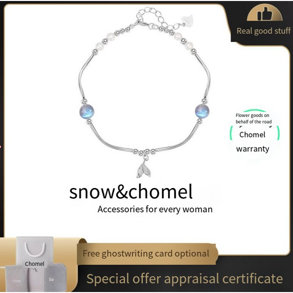 Snow&Homel Sterling Silver Fishtail Ins Niche Design Light Luxury Women's Summer Moonlight Stone Best Friend Bracelet-image