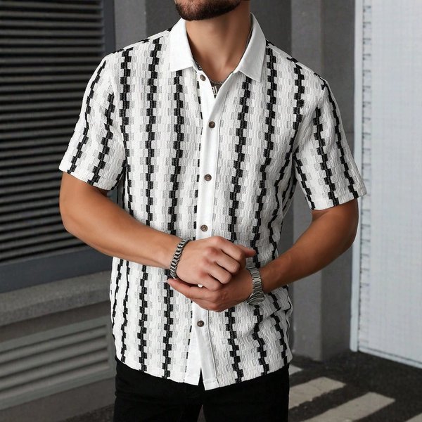 Men's Clothing Summer Casual Fashion Men's Shirt Turn Down Collar Short Sleeve For Formal & Casual Quick Drying Breathable-image