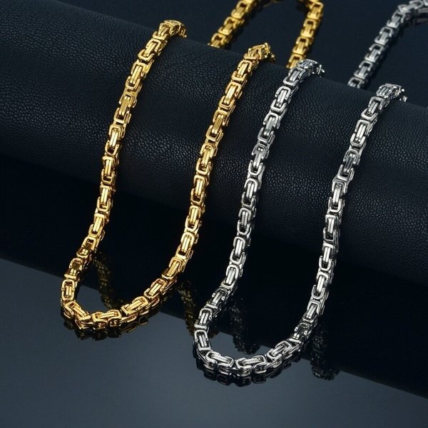 Titanium Steel Gold Style Thick Stainless Steel Necklace Domineering Boys Water Wave Chain-image
