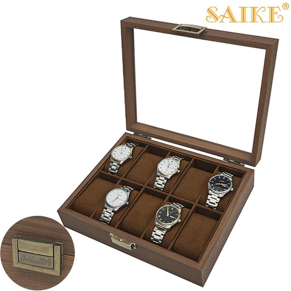 Vintage Walnut Wood Watch Box With 10 Slots - Premium Watch Storage & Display Case For Watch Collectors