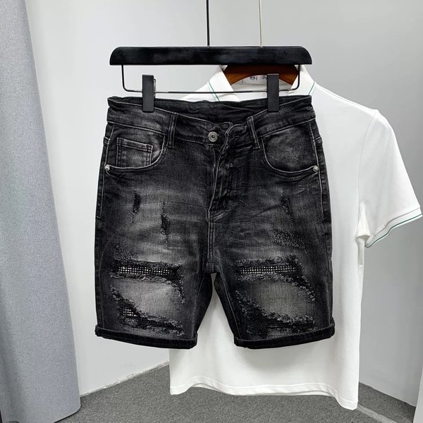 Men's Distressed Denim Shorts – Trendy 5-Inch Casual Summer Shorts (Dark Grey, Sizes 28-36)-image