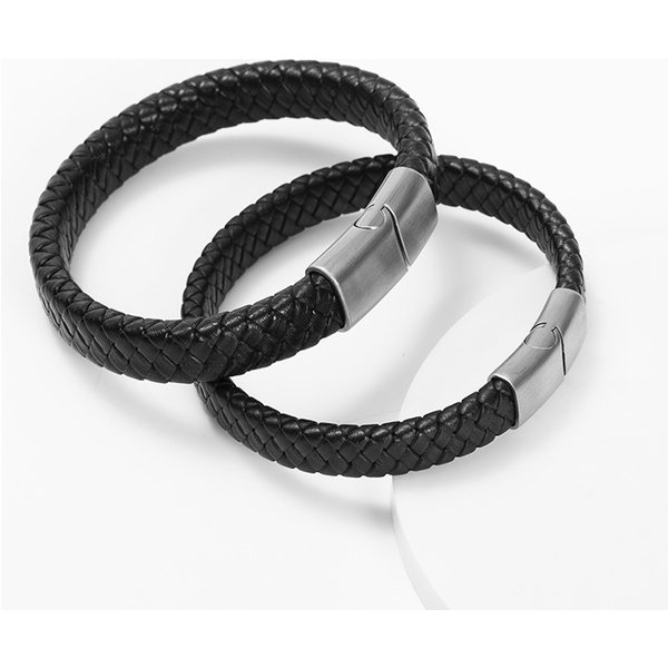 Men's Jewelry Fashion Leather Bracelet Stainless Steel Magnetic Buckle Leather Bracelet Braided Personalized Leather Bracelet-image