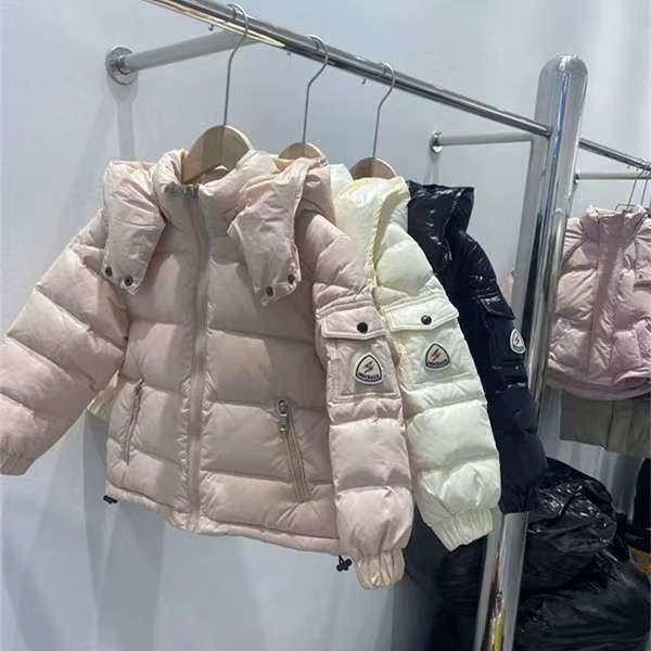 Boys Girls Waterproof Winter Puffer Jacket With Detachable Hood - Lightweight Warm Kids Down Coat For Cold Weather (Pink/Black/Beige)