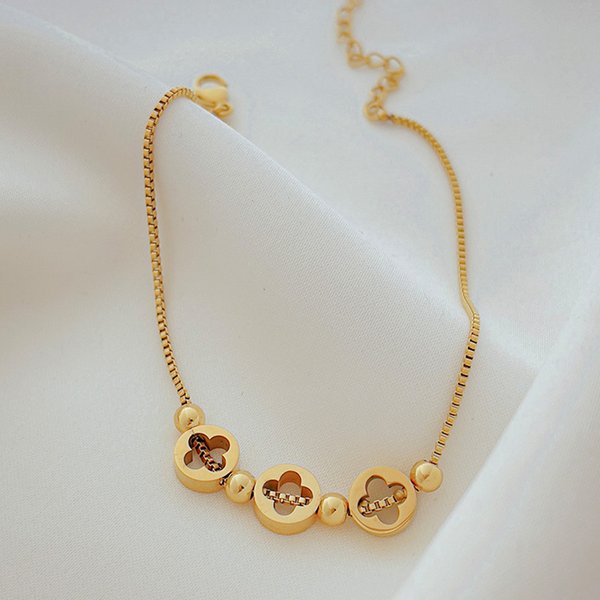 clover titanium steel anklet Simple 2023 fashion fadeless light luxury bare chain anklet jewelry