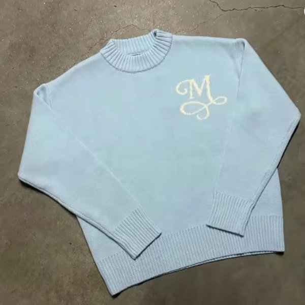 Unisex Round Neck Pullover Knit Sweater Trendy High Quality Letter Design Top For Men And Women