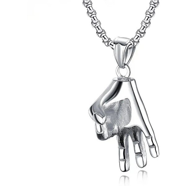 Punk Hip-Hop Rock Ok Gesture Casting Men's Titanium Necklace Versatile Stainless Steel Women's Pendant-image