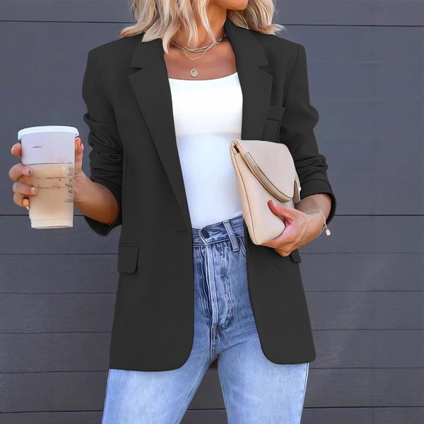 Women's Elegant Single-Button Blazer – Slim Fit, Tailored, Office & Casual Wear-image