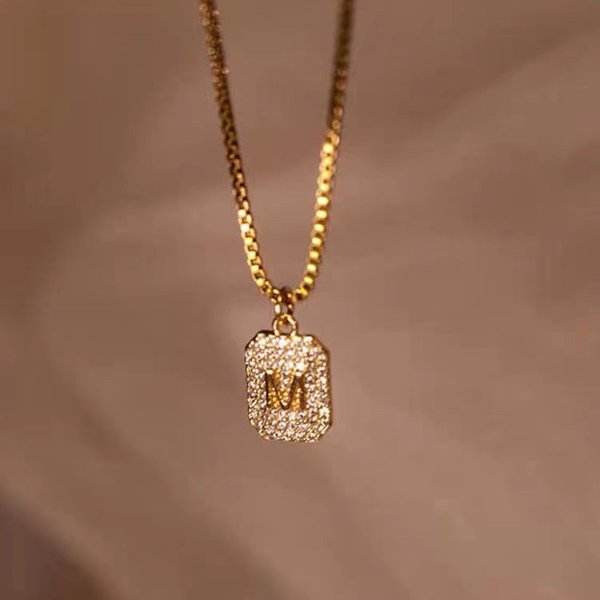 Necklace Wholesale M Brand Letter Pendant European And American Cross-Border Hot Selling Light Luxury Niche High-End-image