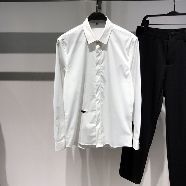 Men's Clothing Spring And Autumn New Shirt Men's Business Classic Shirt Bee Embroidery Business Two-color Fashion Shirt 7797