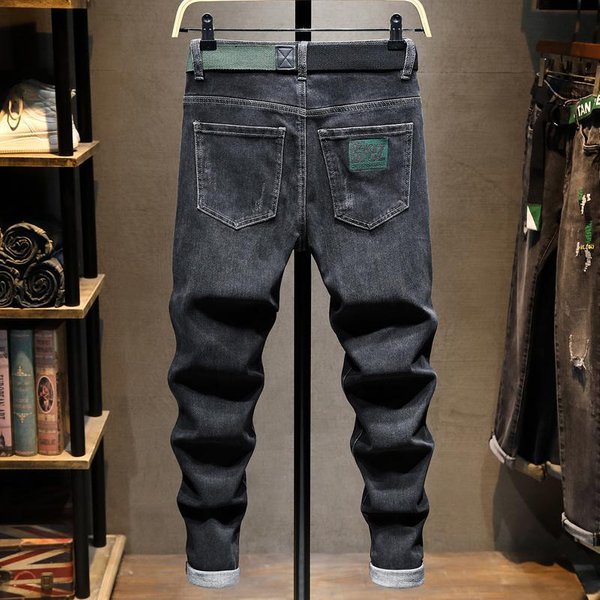 High End Slim Fit Jeans for Men Stretchy Casual Versatile Black Denim Spring Autumn Trendy Clothing