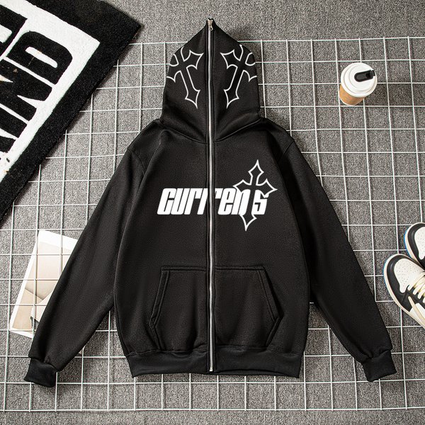 Men's Clothing Retro Casual Full Zip Sweater Cardigan Jacket Plus Velvet Hoodie Zip Hoodie-image