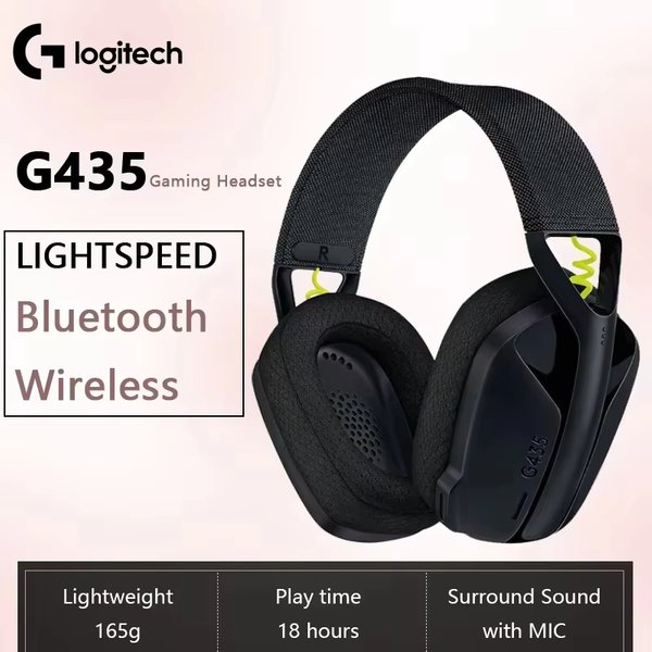 Logitech G435 Bluetooth Wireless Gaming Headset 7.1 Surround Sound Compatible Gaming And Music Built-In Microphone Headphones-image