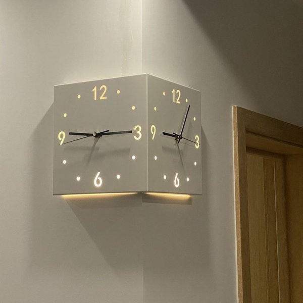 Dual-Sided Wall Clock – Modern Square Design With Silent Sweep Movement For Living Room, Bedroom & Office (Battery Operated Plastic Lens Metal Frame)-image