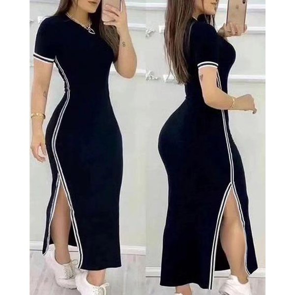 Women's fashion Halloween print split dress