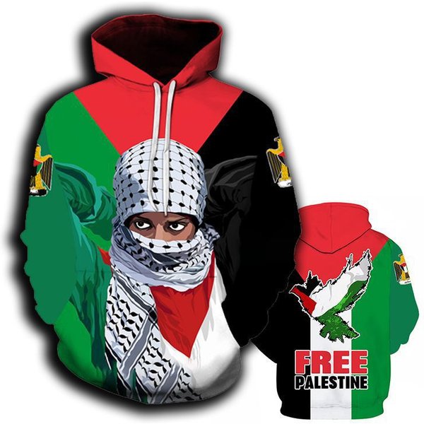 2023 Cross Border Peace Free Palestine Freedom Carefree 3D Digital Print Hooded-image