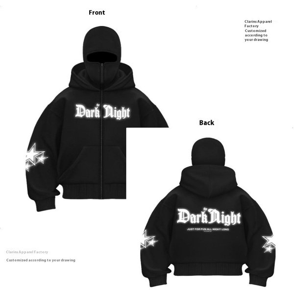 Men's Double Hood Zip-Up Hoodie - Balaclava Streetwear Jacket