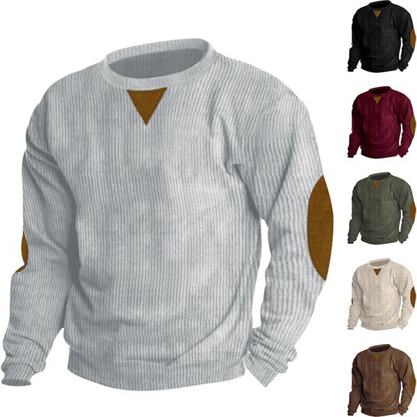 Men's Clothing Autumn And Winter Round Neck Casual Stand Collar Corduroy Long Sleeved Sweatshirt In Stock
