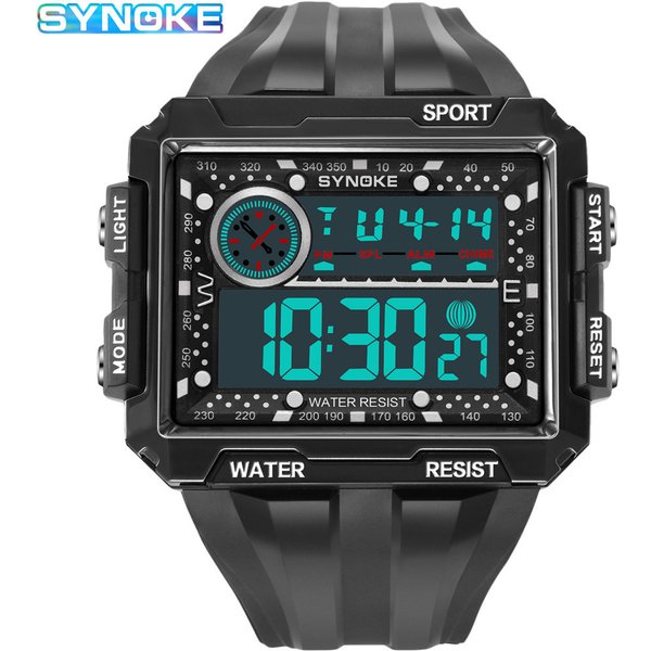 Men's Punk Street Style LED Waterproof Digital Sports Watch With Large Square Screen, Retro Design, Non-Mainstream Fashion, Unisex Appeal