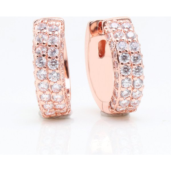 Women's Jewelry Rose Gold Eternal Double Row Pavé Earrings Fashionable Temperament Diamond Earrings Gift-image