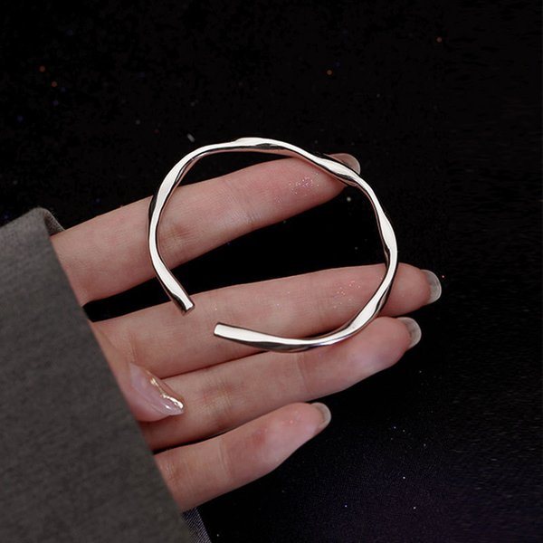 925 Sterling Silver Mobius High-End Niche Light Luxury Simple Fashion Plain Circle Jewelry Bracelet For Women-image