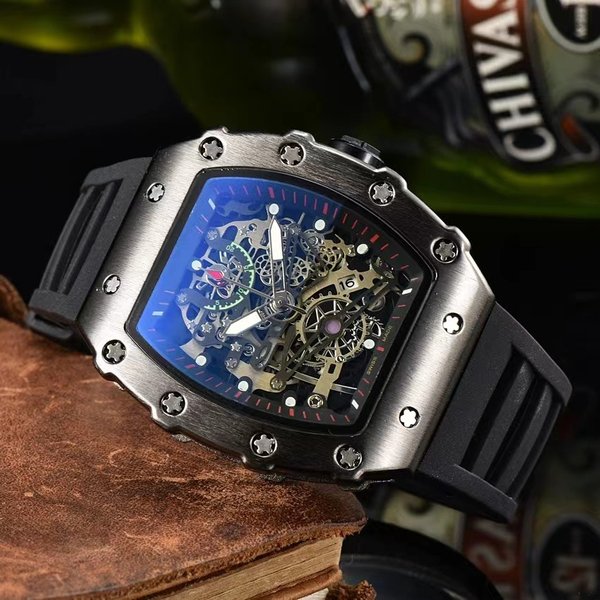 2024 New Hot Selling Watch Richard Hollow Watch Wine Barrel Sports Cross Border Men's Watch Business Fashion Style Men's Watch-image