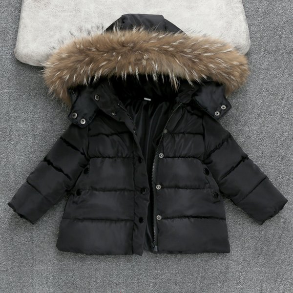 "Kids' Winter Jacket – Thick Cotton Padded Coat With Fur Collar (80-140Cm) – White/Red/Black"-image