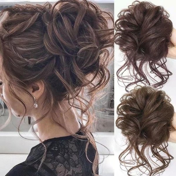 Natural Voluminous Bun Hairpiece - Clip-In & Ponytail Wrap For Women, Heat-Resistant Synthetic Hair, Wavy & Straight Styles-image