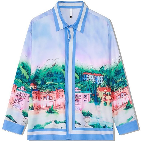 Men's clothing high street floral shirt long sleeves Retro light luxury manor shirt teenagers couple positioning cardigan men