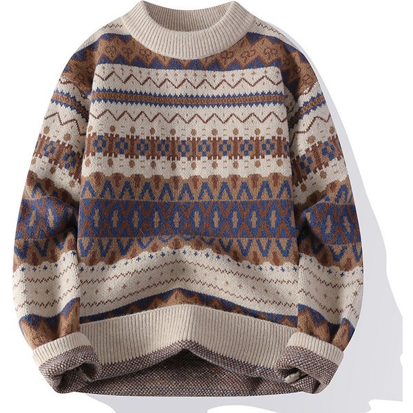 Men's Clothing Autumn Winter Casual Semi-Turtle Neck Sweater Knitwear - Breathable, Machine Washable, Jacquard Pattern, College Style, Multiple Colors