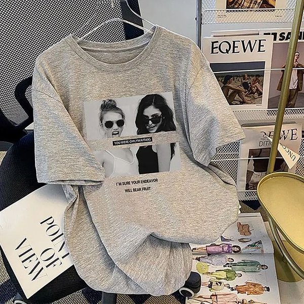 Women's Fashion Loose Large Size Fashion Trend T-shirt