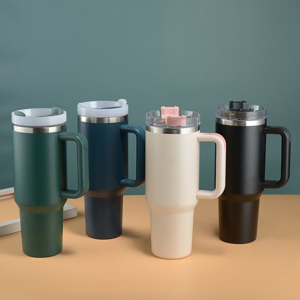 40Oz Car Cup Large Capacity Double Layer Vacuum Household Car Portable Giant Handle Thermos Cup-image