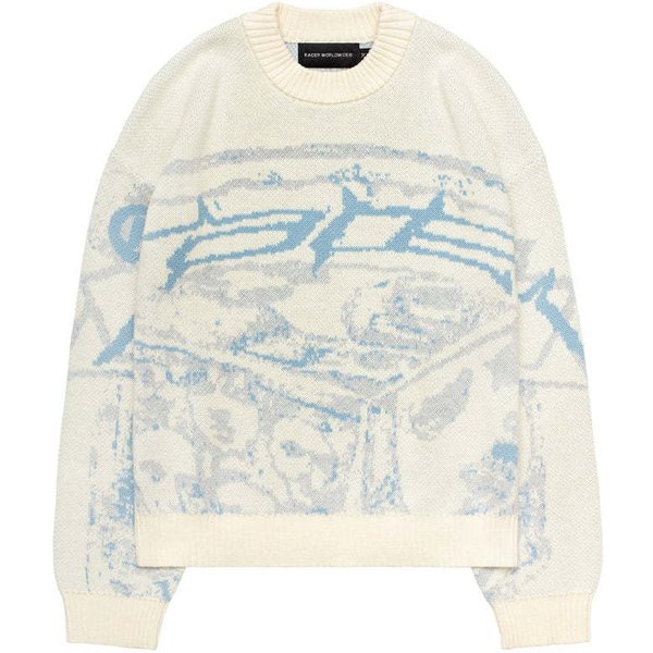 Women's Clothing Sweater Printed Sweater Personality Casual Round Neck Sweater Female-image