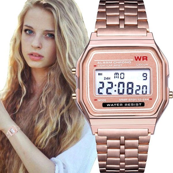 Unisex Student LED Electronic WR F91W Steel Band A159 Harajuku Style Fashion Watch Multi-Function