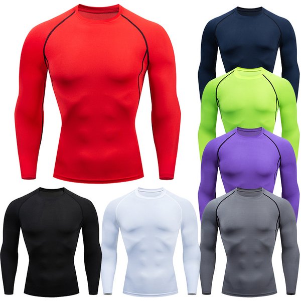 Men's Clothing of men's fitness clothing sports tight long sleeve quick-drying breathable stretch running T-shirt compression cycling clothing