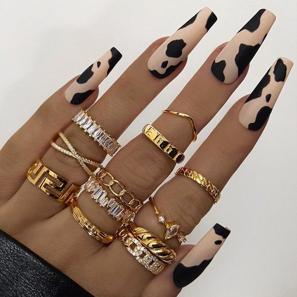 Beauty Health Nail Art Patch Wear Nail Finished Nail Art Ballet Armor Frosted Leopard Print Press On Nails-image