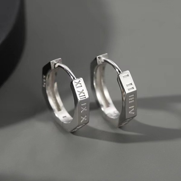 Men's Earrings Men's Roman Numeral Earrings – Hypoallergenic Titanium Steel Couple Set (Minimalist & Personalized)