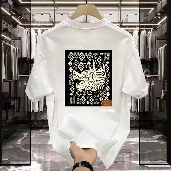 Men's Clothing High End Short Sleeved T Shirt Retro Summer New Print Loose Casual Youth Tops-image