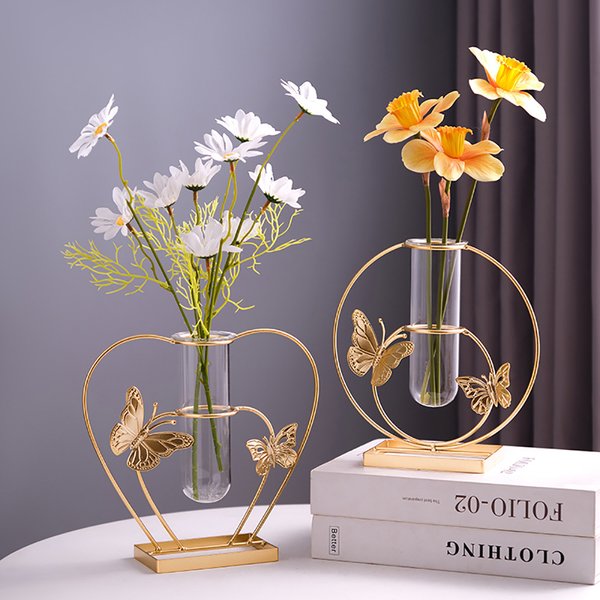 Home Furniture Flower Decoration Living Room Desktop Simulation Flower Arrangement Table Hydroponic Vase Decoration Light Luxury Style Decoration