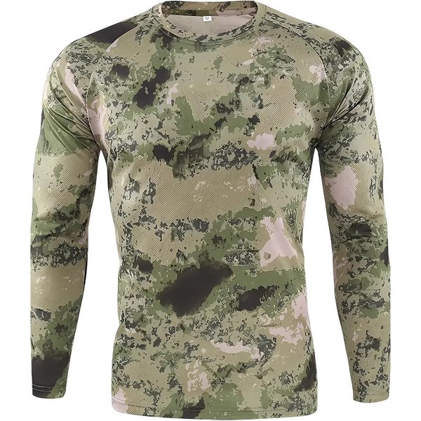 T-Shirt De Sport Camouflage à Manches Longues Et Col Rond Pour Homme, SéChage Rapide, VêTements De Cyclisme D'éTé-image