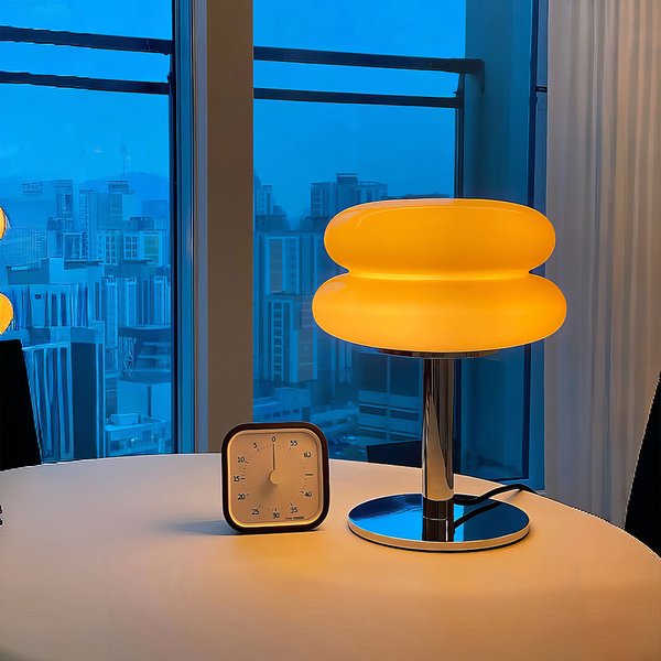 Aron Glass Table Lamp Trichromatic Dimming Living Room Atmosphere Lamps Eye Protection Night Light Girl Bedroom Bedside
