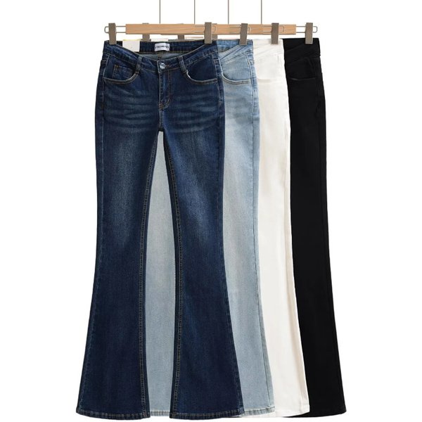 Women's Low-Rise Bootcut Jeans - Vintage Flared Pants For Curvy Hips & Lifted Butt, Black/White/Navy/Light Blue (Xs/S/M/L)-image