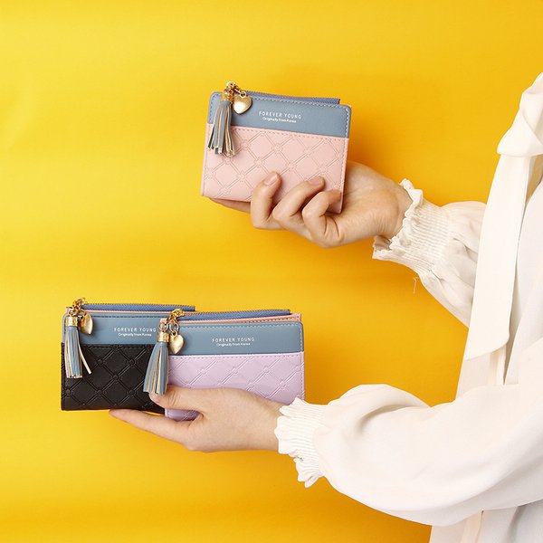 Wallet Short Women's Zipper Wallet Korean Style Tassel Simple All-match Coin Purse Clutch Bag For Women