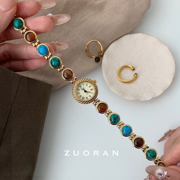 Antique Color Stone Design Sense Fashion Trend Temperament Women's Quartz Watch-image