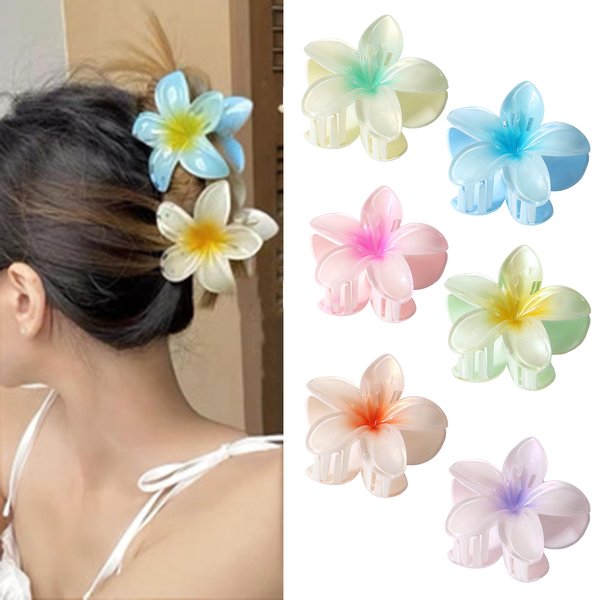 Flower Shape Hair Claw Gradient Color Flower Hair Clip Shower Back Head Hair Clip Lightweight Hair Accessory-image