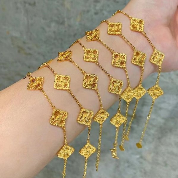 Gold Shop With Clover Bracelet Women's Gold-Plated Fashion Light Silk Four-Leaf Wer Jewelry-image