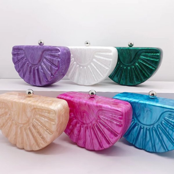 Ladies European And American New Single Shoulder Crossbody Bag Half Circle Shell Acrylic Bag Fashion Wedding Dinner Clutch Bag