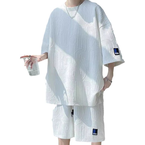 Men's Short-Sleeved Shorts Outfit Set Large Size Loose Versatile Men's Casual Sports Suit
