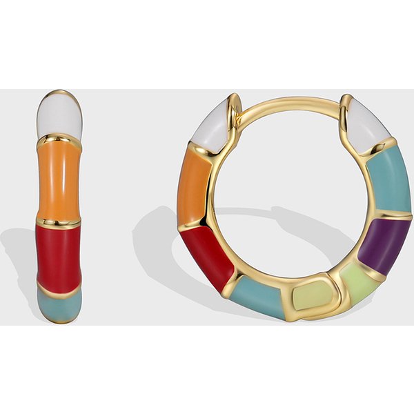 Sweet Cool Lifebuoy Color Drop Glue Earrings Female Simple Versatile Style Copper Ear Buckle