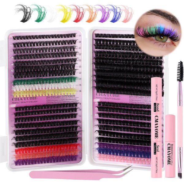 Cross Border New 780 Clusters Of Dense D Curved Color Single Cluster False Eyelashes Set 40D100DDIY Segmented Eyelashes-image